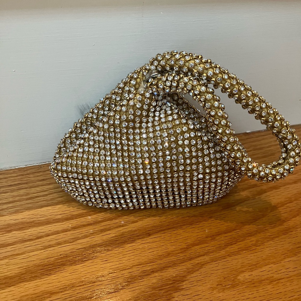 NWOT Vintage Jeweled Clutch Purse Gold very elegant Bag